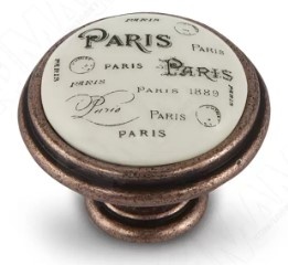 Ручка-кнопка WРО.77.01.Q4.000.C1 медь состарен./керамика Paris
