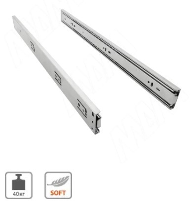 VEKTOR BS45 SOFT направляющие 450 мм шарик.,h45 мм 1045-18SC МДМ