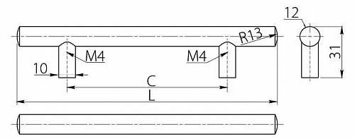 Ручка рейл. L530 352/432мм хром матовый
