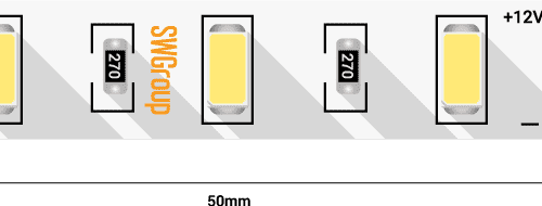 Лента светодиодная 12 Вт/м, 60 LED/м, открытая,теплый 12В SMD5630