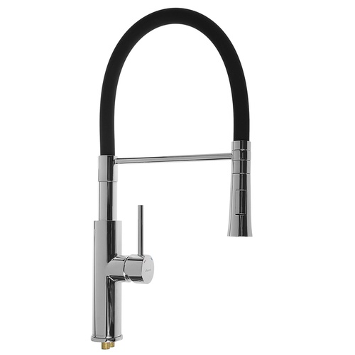 Смеситель с латунным корпусом и силиконовым изливом(черный+хром) A4890F-1