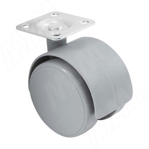 Опора двухколесная с площадкой, D50 мм, без стопора, серая: OK-50/1/K/GR