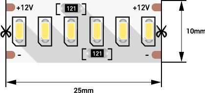 Лента светодиодная 24 Вт/м,240 LED/м, открытая,теплый 12В SMD3014