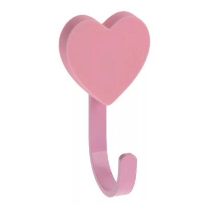 Крючок сердце розовый WM-HEART-RZ, Мебельная фурнитура Фурнитура-М