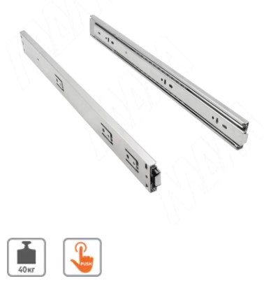 VEKTOR BS45 SOFT направляющие 450 мм шарик.,с толкател.h45 мм 1045-18PT МДМ, Мебельная фурнитура Фурнитура-М