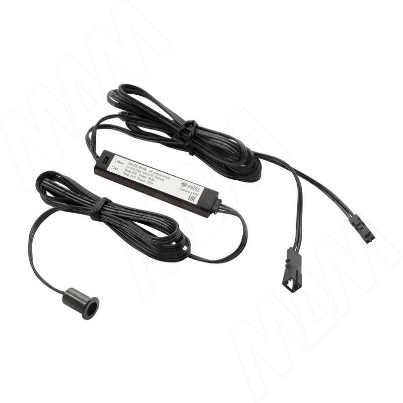 Выключатель инфракрасный (IR) на преграду, врезной, черный, 12/24V, 36/72W SW1-DS-FM-1BL, Мебельная фурнитура Фурнитура-М