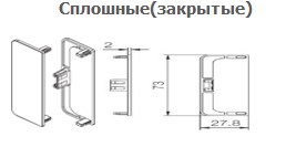 Комплект заглушек к алюмин.С-образному профилю,(чёрные,сплошные,пластик), Мебельная фурнитура Фурнитура-М