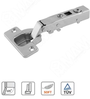 HARMONY петля с амортизатором накладная (90/105),стандартная 51ASH50500CB МДМ, Мебельная фурнитура Фурнитура-М