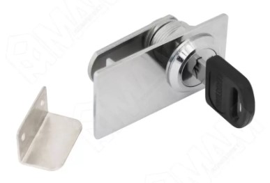 Замок для 2-х дверей,со сверл.,поворотный+ отв.планка,хром МДМ 410-3 CR, Мебельная фурнитура Фурнитура-М