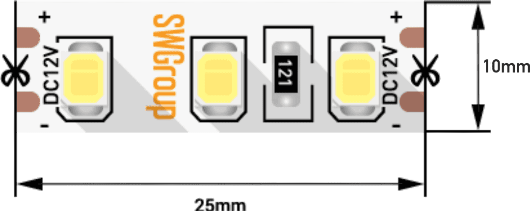 Лента светодиодная 12 Вт/м, 120 LED/м, нейтральный белый 12В SMD2835, Мебельная фурнитура Фурнитура-М