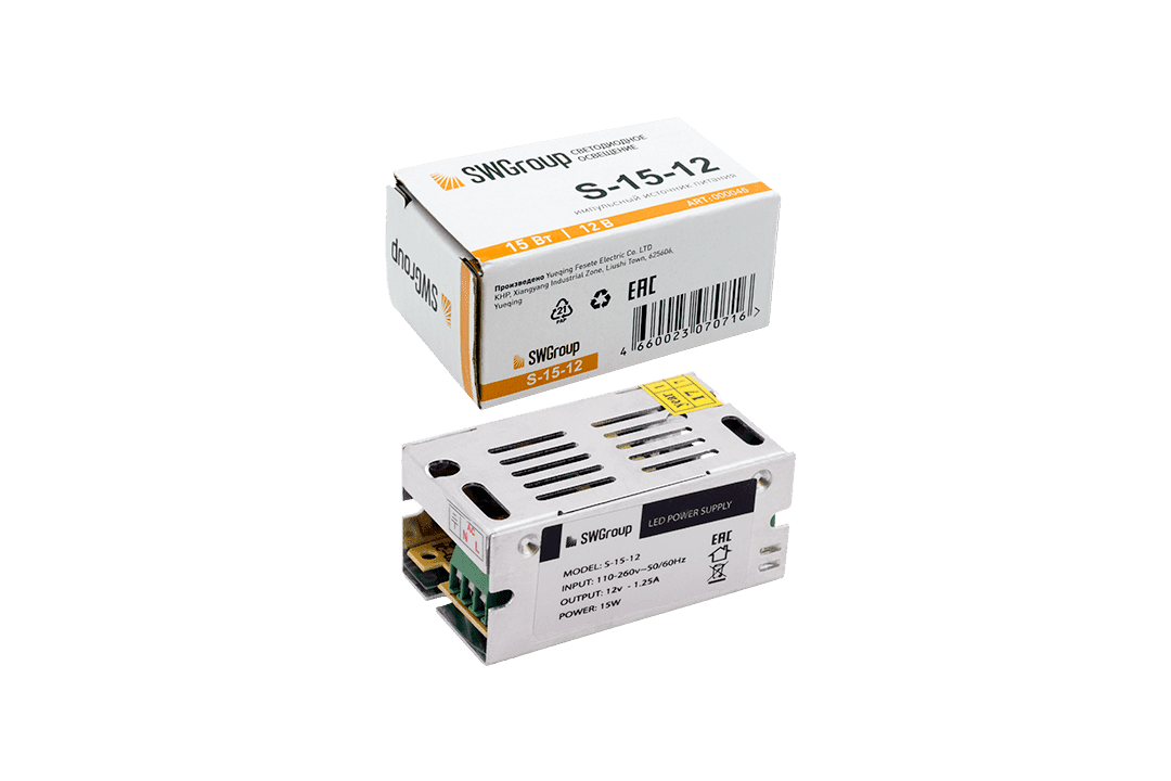 Блоки питания сетка 15W/12V, серия S, Мебельная фурнитура Фурнитура-М