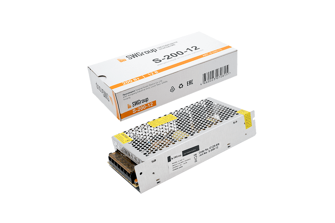 Блоки питания сетка 200W/12V, серия S, Мебельная фурнитура Фурнитура-М